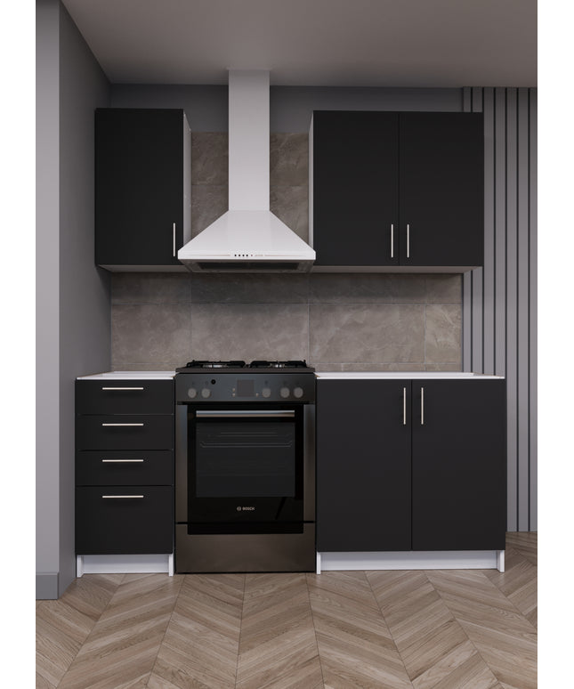JD Greta Fixed Height 180cm 4 Piece Complete Kitchen - Dark Grey Matt