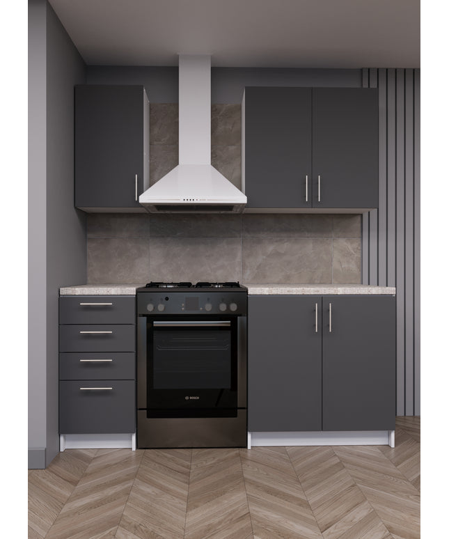 JD Greta Fixed Height 180cm 4 Piece Complete Kitchen - Grey Matt With Worktops