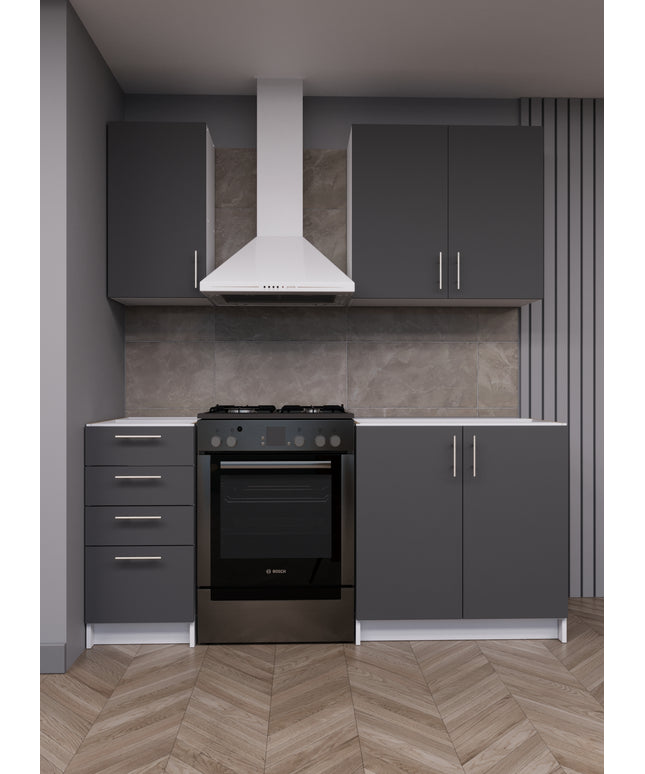 JD Greta Fixed Height 180cm 4 Piece Complete Kitchen - Grey Matt