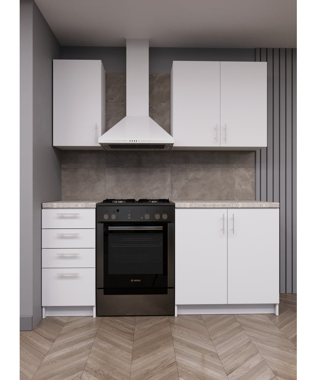 JD Greta Fixed Height 180cm 4 Piece Complete Kitchen - White Matt With Worktops