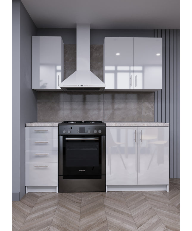 JD Greta Fixed Height 180cm 4 Piece Complete Kitchen - White Gloss With Worktops