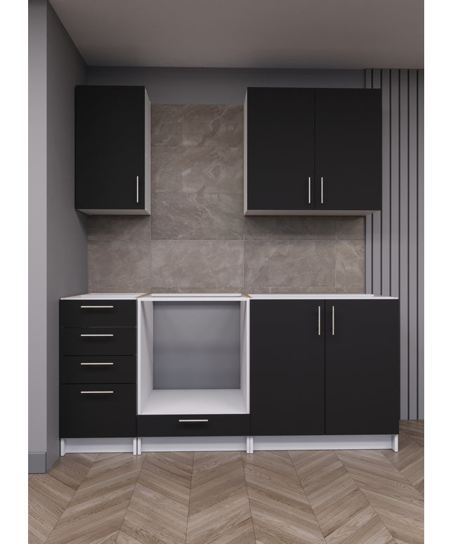 JD Greta Fixed Height 180cm 5 Piece Complete Kitchen - Dark Grey Matt