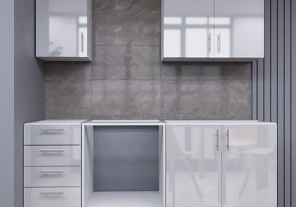 JD Greta Fixed Height 180cm 5 Piece Complete Kitchen - White Gloss