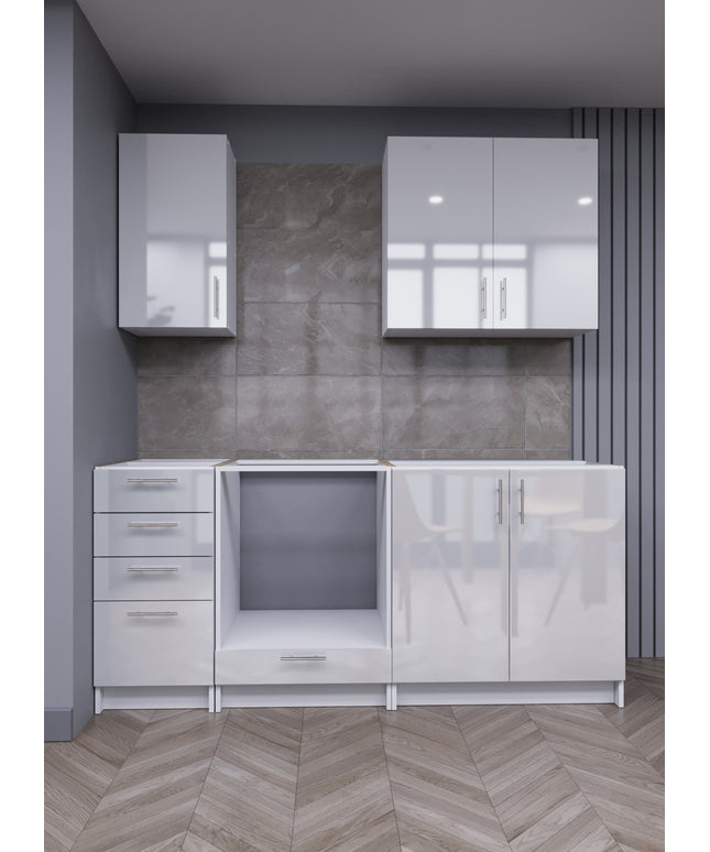 JD Greta Fixed Height 180cm 5 Piece Complete Kitchen - White Gloss