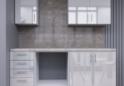 JD Greta Fixed Height 180cm 5 Piece Complete Kitchen - White Gloss With Worktops