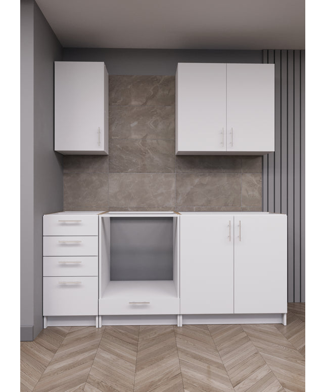 JD Greta Fixed Height 180cm 5 Piece Complete Kitchen - White Matt