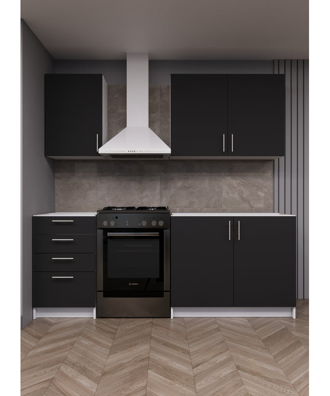 JD Greta Fixed Height 210cm 4 Piece Complete Kitchen - Dark Grey Matt