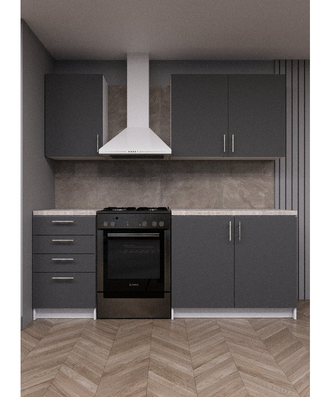 JD Greta Fixed Height 210cm 4 Piece Complete Kitchen - Grey Matt With Worktops