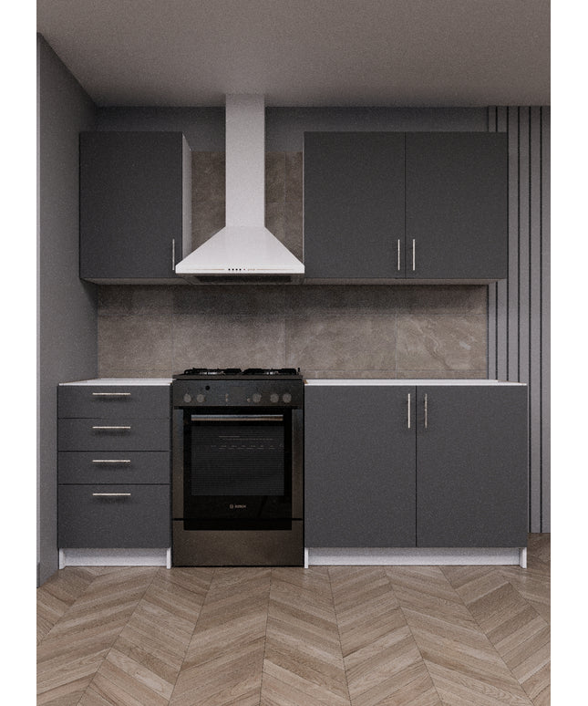 JD Greta Fixed Height 210cm 4 Piece Complete Kitchen - Grey Matt