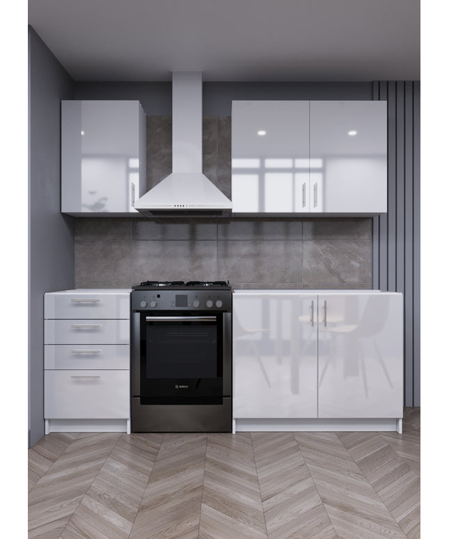 JD Greta Fixed Height 210cm 4 Piece Complete Kitchen - White Gloss