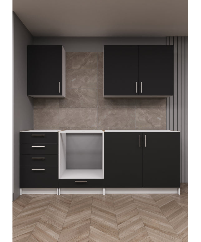 JD Greta Fixed Height 210cm 5 Piece Complete Kitchen - Dark Grey Matt