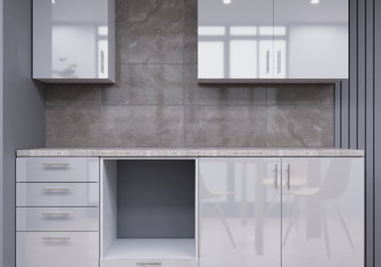 JD Greta Fixed Height 210cm 5 Piece Complete Kitchen - White Gloss With Worktops