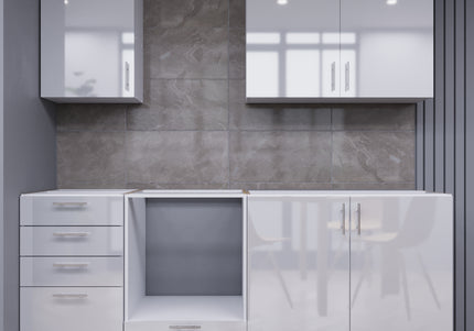 JD Greta Fixed Height 210cm 5 Piece Complete Kitchen - White Gloss