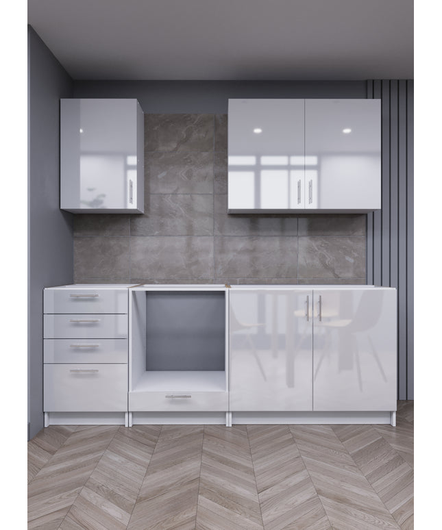 JD Greta Fixed Height 210cm 5 Piece Complete Kitchen - White Gloss