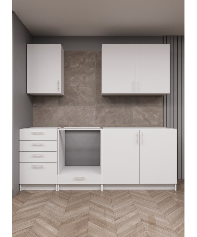 JD Greta Fixed Height 210cm 5 Piece Complete Kitchen - White Matt