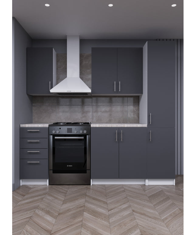 JD Greta Fixed Height 220cm 5 Piece Complete Kitchen - Grey Matt With Worktops