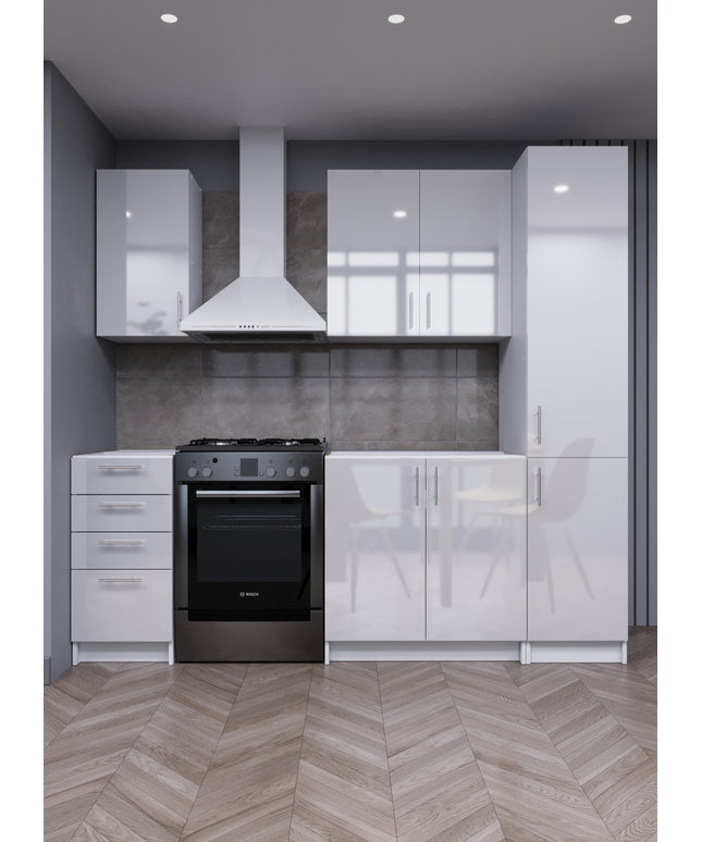 JD Greta Fixed Height 220cm 5 Piece Complete Kitchen - White Gloss