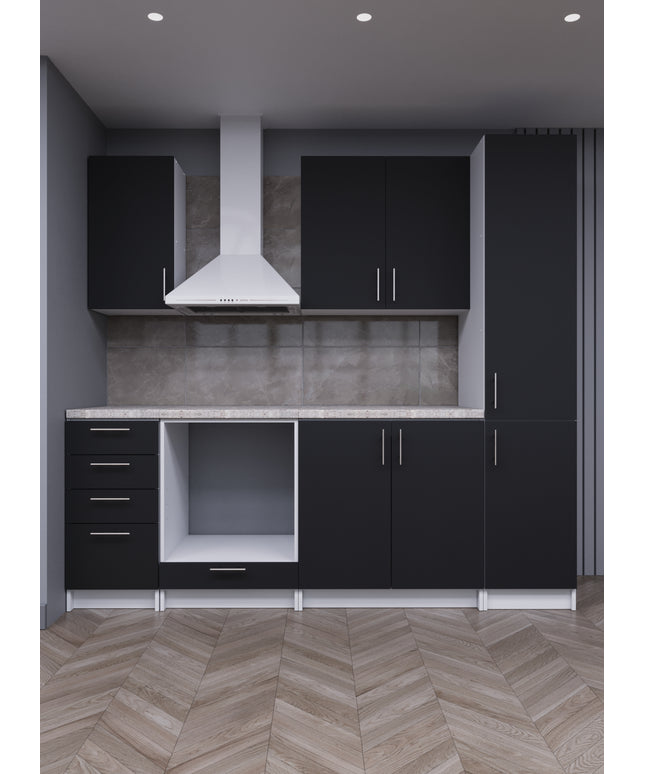 JD Greta Fixed Height 220cm 6 Piece Complete Kitchen - Dark Grey Matt With Worktops