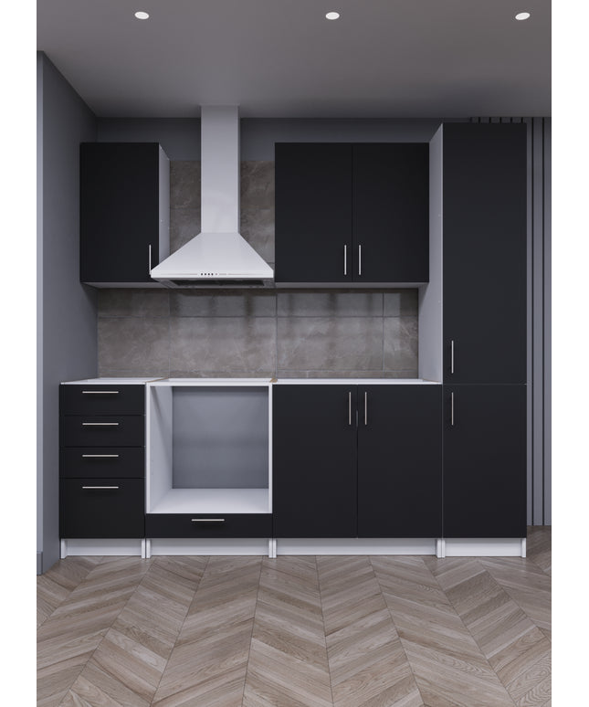 JD Greta Fixed Height 220cm 6 Piece Complete Kitchen - Dark Grey Matt