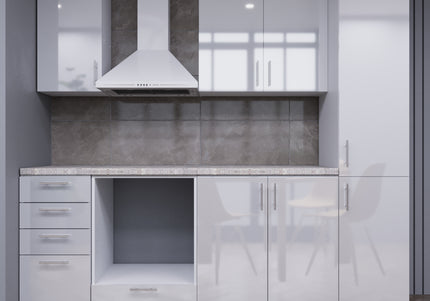 JD Greta Fixed Height 220cm 6 Piece Complete Kitchen - White Gloss With Worktops
