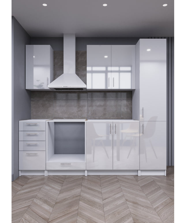 JD Greta Fixed Height 220cm 6 Piece Complete Kitchen - White Gloss