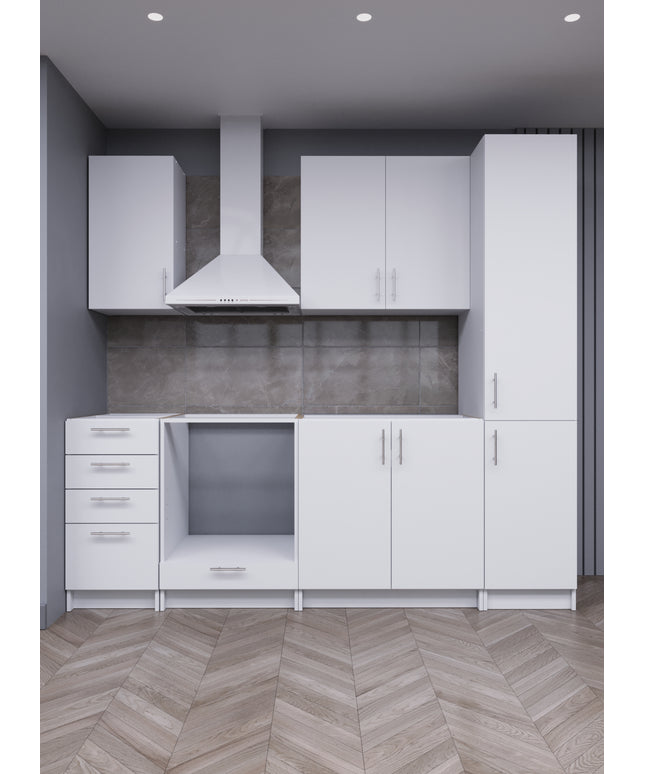 JD Greta Fixed Height 220cm 6 Piece Complete Kitchen - White Matt