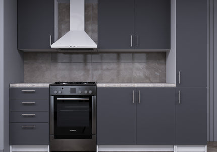 JD Greta Fixed Height 250cm 5 Piece Complete Kitchen - Grey Matt With Worktops