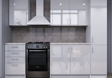 JD Greta Fixed Height 250cm 5 Piece Complete Kitchen - White Gloss With Worktops