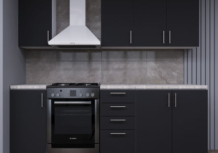 JD Greta Fixed Height 220cm 6 Piece Complete Kitchen - Dark Grey Matt With Worktops