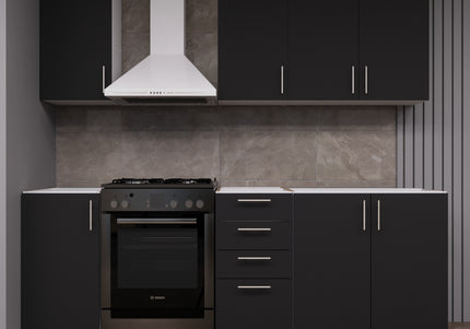 JD Greta Fixed Height 220cm 6 Piece Complete Kitchen - Dark Grey Matt