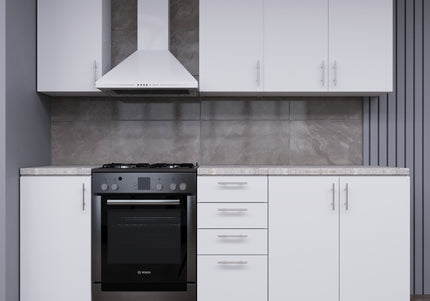 JD Greta Fixed Height 220cm 6 Piece Complete Kitchen - White Matt With Worktops