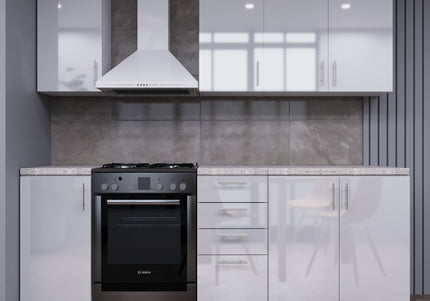 JD Greta Fixed Height 220cm 6 Piece Complete Kitchen - White Gloss With Worktops