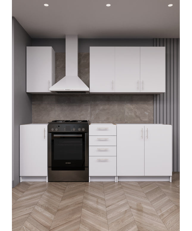 JD Greta Fixed Height 220cm 6 Piece Complete Kitchen - White Matt