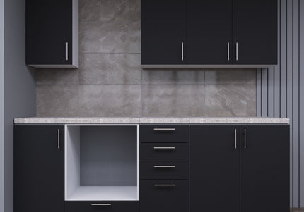 JD Greta Fixed Height 220cm 7 Piece Complete Kitchen - Dark Grey Matt With Worktops