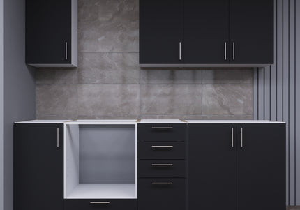 JD Greta Fixed Height 220cm 7 Piece Complete Kitchen - Dark Grey Matt
