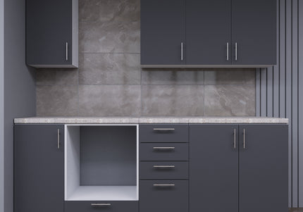JD Greta Fixed Height 220cm 7 Piece Complete Kitchen - Grey Matt With Worktops