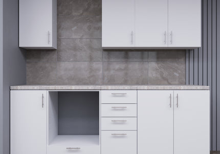 JD Greta Fixed Height 220cm 7 Piece Complete Kitchen - White Matt With Worktops