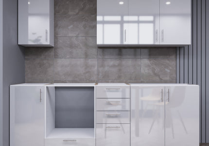 JD Greta Fixed Height 220cm 7 Piece Complete Kitchen - White Gloss