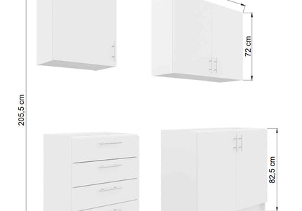 JD Greta Fixed Height 210cm 4 Piece Complete Kitchen - Dark Grey Matt