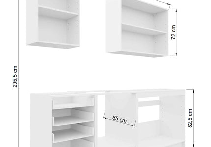 JD Greta Fixed Height 210cm 5 Piece Complete Kitchen - White Gloss