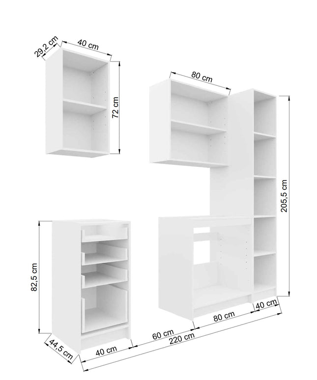 JD Greta Fixed Height 220cm 5 Piece Complete Kitchen - Dark Grey Matt