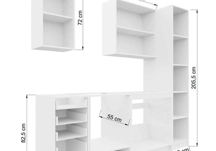 JD Greta Fixed Height 220cm 6 Piece Complete Kitchen - White Gloss With Worktops