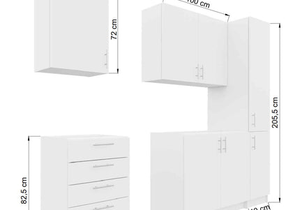 JD Greta Fixed Height 250cm 5 Piece Complete Kitchen - Dark Grey Matt