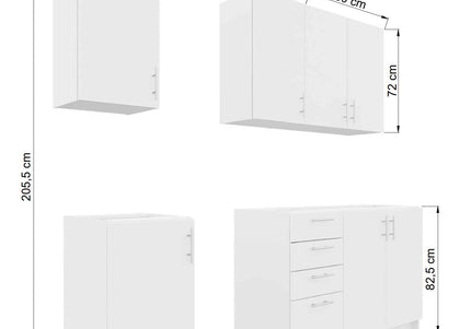 JD Greta Fixed Height 220cm 6 Piece Complete Kitchen - White Gloss