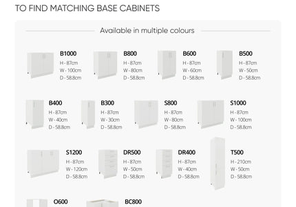 JD Greta Adjustable Legs Kitchen Base Unit 1000mm - White Matt (No door)
