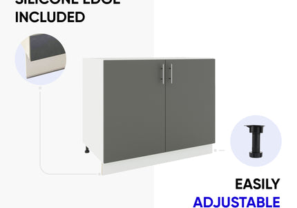 JD Greta Adjustable Kitchen Base Unit 300mm - White Gloss (With Worktop)