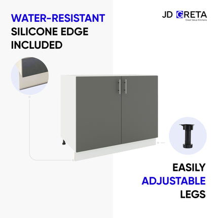JD Greta Adjustable Legs Kitchen Base Unit 300mm - White Gloss