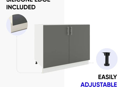JD Greta Adjustable Legs Kitchen Base Unit 1000mm - Grey Matt