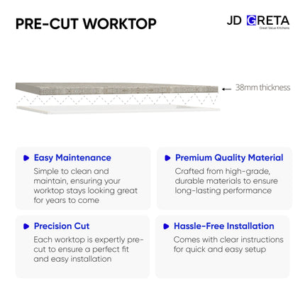 JD Greta Adjustable Kitchen Base Unit 300mm - White Matt (With Worktop)