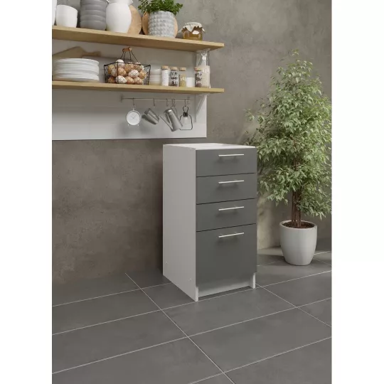 Kitchen Base Drawer Unit 400mm Cabinet & Fronts 40cm - Grey Matt (No Worktop)